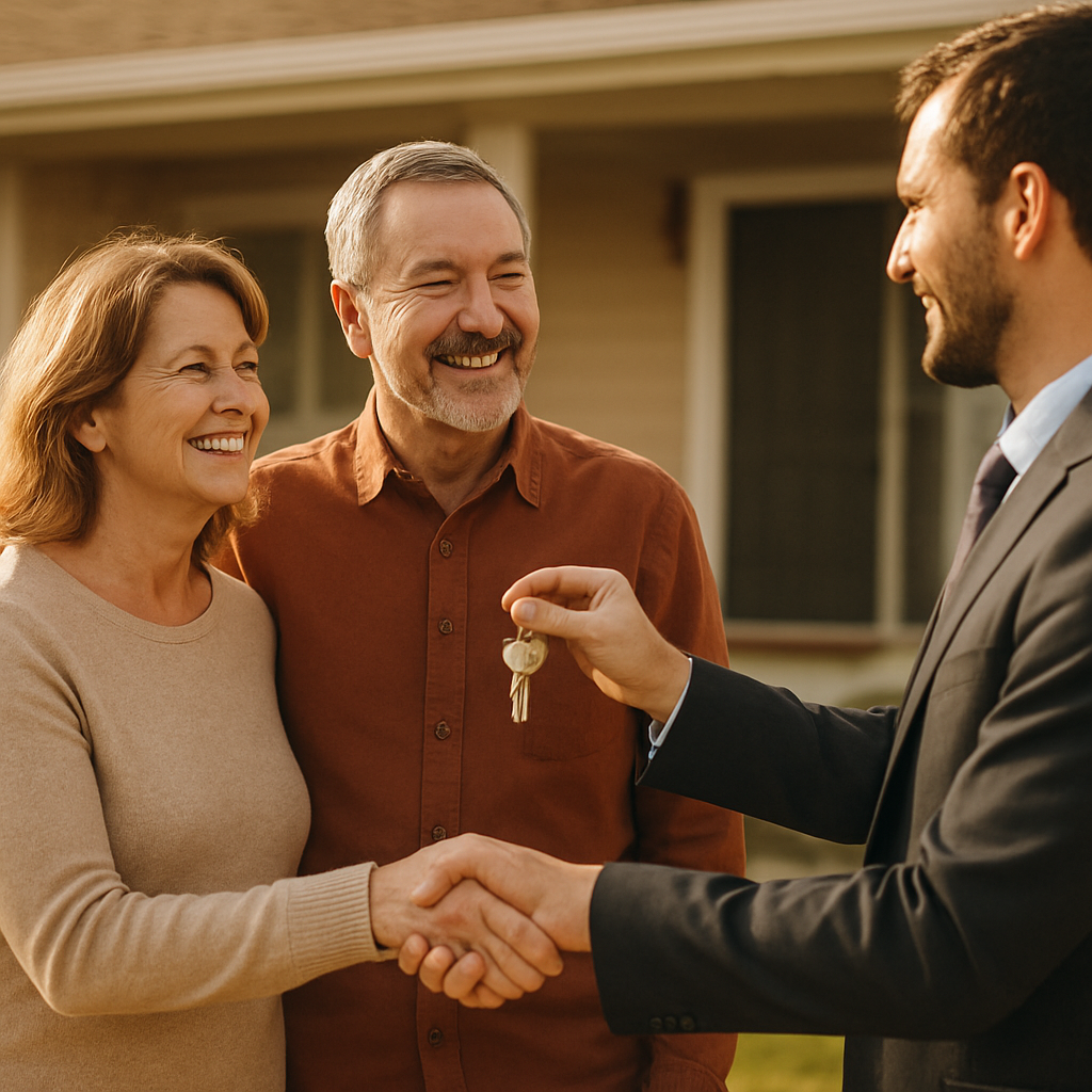 Homeowners receiving keys after a smooth, fair sale